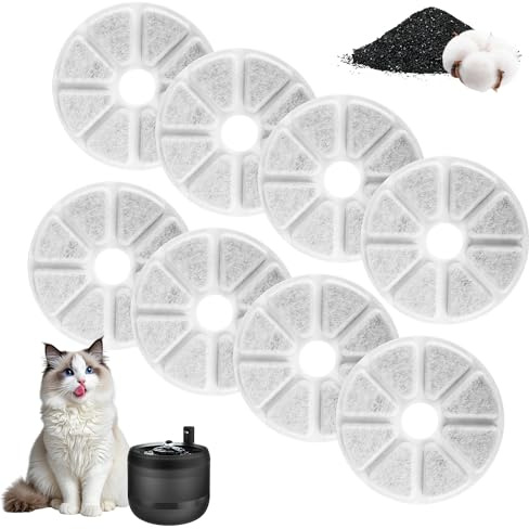 8 Pièces Filtres pour Fontaine à Chat pour Philips PAW3210/02, Filtre à Charbon à Triple Action, Fontaine a Eau Chat Pour une Eau Potable Propre et Fraîche