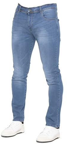 989Zé ENZO Slim Fit Pant Stretch Jeans Pantalones Vaqueros para Hombre EZ325 Azul Claro 38W / 32L