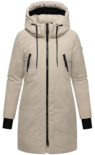 Navahoo Manteau d'hiver tendance pour femme - Parka chaude avec capuche (amovible) et bretelles de sac à dos à l'intérieur - 14 S-6XL, Taupe clair, L