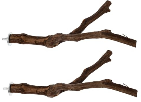 HIAKDOFT 2pcs Natural Grapevine Wood Parrot Perch Bird Stand Stick for Cage Exercise and Chewing Training Bar for Budgies Cockatiels Lovebirds Finch and Birds