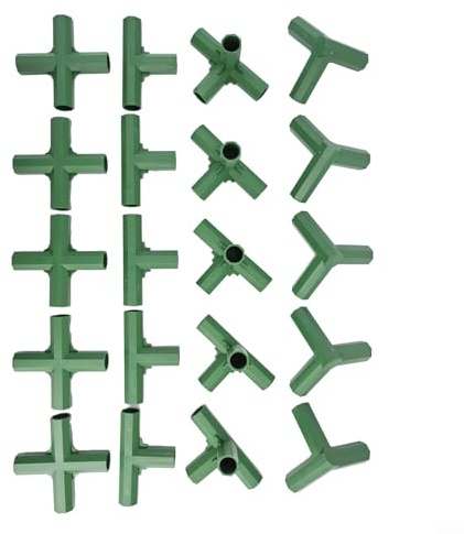babominimer Connettori per telaio serra da 16 mm per tubi in PVC e metallo, giunti in plastica, set da 20 pezzi, T 3 vie ad angolo retto, 4 vie, raccordi per giardino