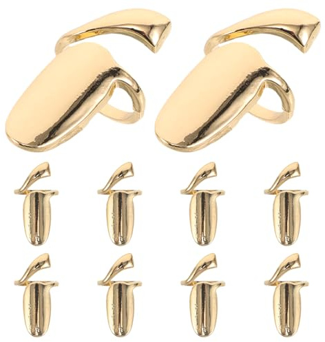 Ipetboom 10 Piezas Anillos Punta Dedos Protectores de Uñas de Aleación Vintage Joya para Uñas Accesorios Ajustables Uso Doméstico