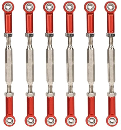 Gucagle RC Car Push Rod Turnbuckle Rod Linkage Aluminum Alloy Adjustable Upgrade Parts for RC Car Models 6Pcs 88mm Multiple Colors (Red)
