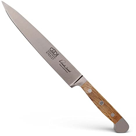 Güde Solingen - Cuchillo jamonero forjado, 21 cm, madera de roble de barril, ALPHA-FASSEICHE - Cuchillo de Trinchar, doble virola, Hecho a mano en Alemania