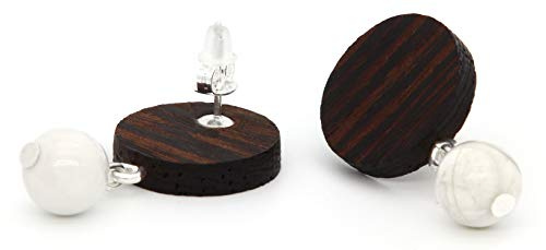 NaturSchatulle Holzschmuck Holzohrringe Naturstein-Perle Farben 925 Sterling Silber Ohrstecker I Ohrringe Holz Damen Ohrschmuck