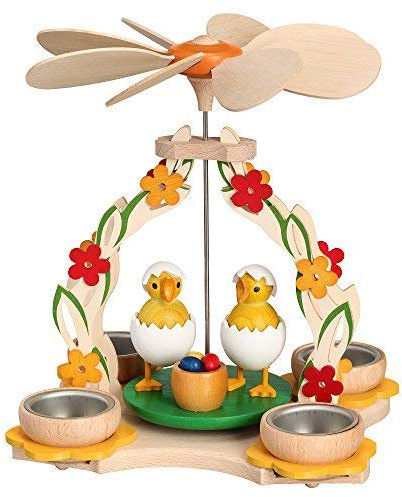 Rudolphs Boîte au trésor pyramide de table en bois avec œufs de Pâques 27 x 27 x 30 cm