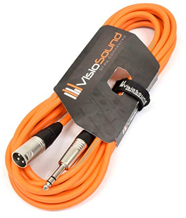 VisioSound Male XLR to 6.35mm Stereo TRS Jack Lead Audio Cable (Orange, 6m) | Noiseless OFC Balanced Signal, Audio, Speaker, Patch Cable / 10 Colours