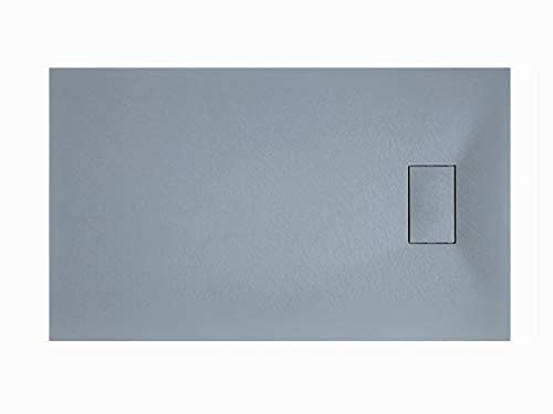 Duschwanne 90x160x2.6 Zementgrau in Schieferoptik 2,6 cm Höhe aus thermogeformtem Acrylharz