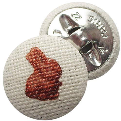 alles-meine.de GmbH Knopf - süßer Hase - Häschen - 22 mm - Creme - wollweiß/Metall Knöpfe - mit Stoff bezogen - Osterhase/Hasen - Tiere Haustier Tier - Nagetier - Bastelknopf..