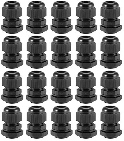 sourcing map M16x1.5 Cable Gland 4mm-8mm Wire Hole Waterproof Nylon Joint Adjustable Locknut with Washer Black 20pcs