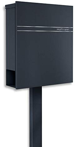 Metzler Standbriefkasten in Anthrazit RAL 7016 Philip - Rostfrei & Massiv - Briefkasten inkl. Zeitungsfach - Modernes Design - Briefkasten mit Gravur & Briefkastenständer - Größe: 35,5 x 43,5 x 10 cm