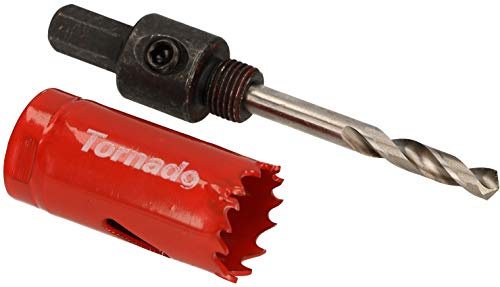 KOTARBAU® Sierra de corona bimetálica HSS 25 mm con adaptador con broca de centrado, Corona perforadora bimetal, Sierras perforadoras para madera metal aluminio PVC plástico, Sierra para agujeros