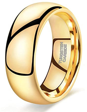 Zakk Ring Damen Herren 2mm 4mm 6mm 8mm Gelbgold Wolfram Poliert Schmal Ringe Verlobungsringe Ehering Hochzeitsband (8mm, 60 (19.1))