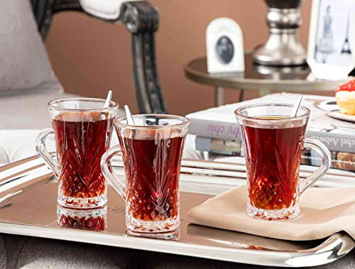 Madame Coco Juego de 4 tazas de té de cristal de 150 ml grandes, vasos de té Felecia, tazas de té para té, té verde, té de hierbas, café, tazas de té de cristal, tazas de té grandes, regalos para muje