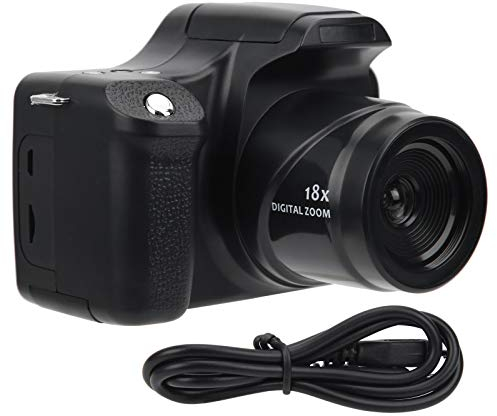 Fotocamera Reflex HD con Zoom 18X, Fotocamera Digitale Portatile a Lunghezza Focale Lunga 24MP, Ricarica della Porta USB dello Schermo LCD da 3,0 Pollici Luce Flash Incorporata Microfono(1)