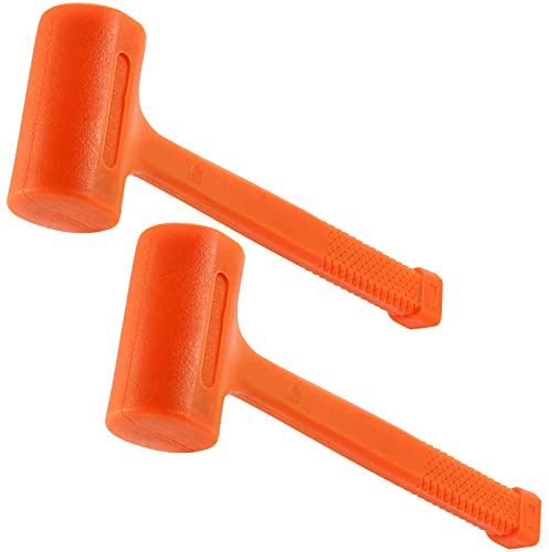 MUKLEI 2 Piece 4 Lb 14 x 5.3 Dead Blow Hammer Orange, Durable Rebound Resistant Dead Blow Hammer with Non-Slip Grip, Non-Marring Dead Blow Mallet