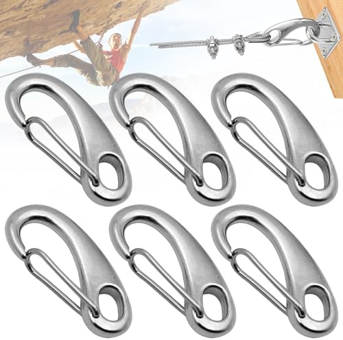 Srup 304 Karbinhake i Rostfritt Stål, 50 mm Äggform, 6 Stycken för Bergsklättring, Camping, Utomhusvandring 5 x 2,4 cm Silver