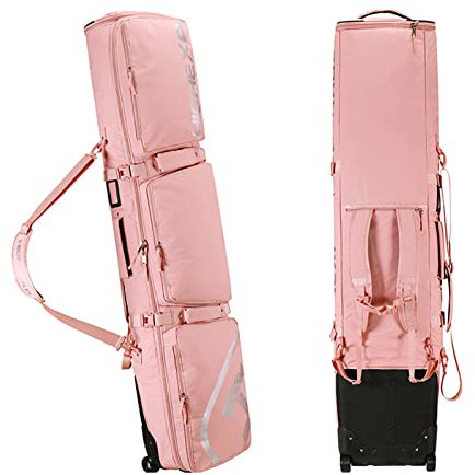 JHKGY Snowboardtasche Mit Rollen -Skirollertasche Für Einzel-/Doppelbretter,Reisetasche Für Single Snowboard Und Snowboardboots,Für Männer/Frauen Flugreisen,Rosa,155×36×18cm