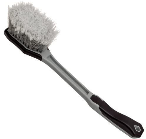 VIKING Brosse de lavage de voiture, brosse de roue et garde-boue, nettoyeur de pneus à long manche pour détails de voiture, 41,9 cm, gris/noir