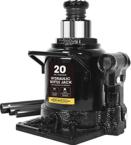 Big RED 20 Ton (40,000 LBs) Torin Hydraulic Stubby Low Profile Car Bottle Jack for Auto Repair and House Lift, Black, AT92007AB
