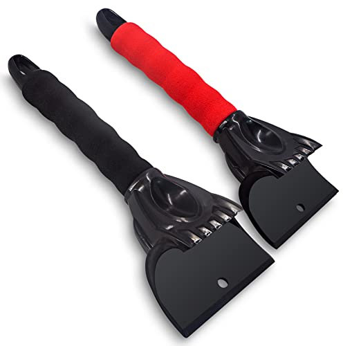 ADORAMOUR Ice Scrapers for Car Windshield - Snow Scraper for Car Windscreen, Automobile Window Defrost Squeegee for Winter, Handheld Ice & Frost Removal Cleaning Tools for Car Truck SUV, 2 Pack