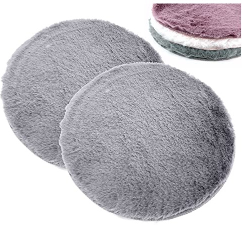 heimtexland 2er Pack Sitzkissen Fellimitat Hase flauschig weich wärmend Stuhlauflage Kunstfell Vegan Fell Sitzauflage Bank Kissen Chalet Deko Holzbank Stuhlkissen Typ838 Anthrazit Grau