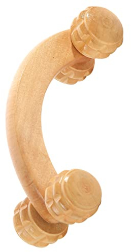 Holz Massagerolle Handbetrieben für Rücken und Nacken | Leichtes, Sanftes Massagegerät, Khakifarbene Ausführung, Geeignet für Yoga und Erholung nach Training