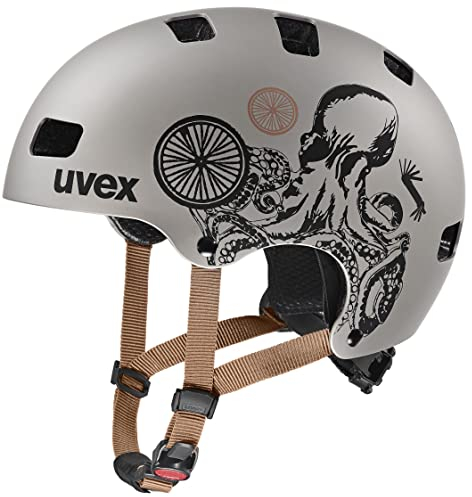 uvex Kid 3 cc - robuster Kinder-Helm für Kinder - individuelle Größenanpassung - optimierte Belüftung - Oak Brown-Octopus matt - 55-58 cm