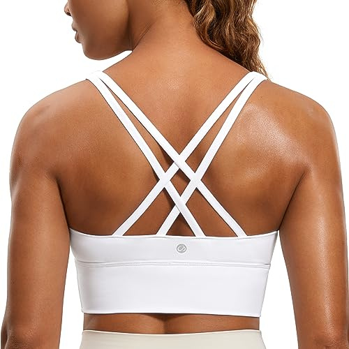 CRZ YOGA Naked Feeling Longline Sport BHS | Mittlerer Halt, Herausnehmbare Pads, Yoga, Glatt, Träger-Rücken, Rundhalsausschnitt, für Damen