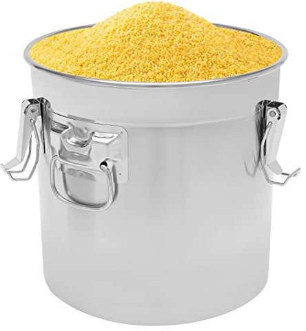NadineDutol Contenitore per cereali da cucina in acciaio inox da 6 l, 70 l, ermetico con coperchio, per conservare vari alimenti asciutti e umidi (33 l)