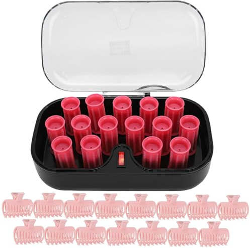 15pcs Electric Hair Perm Rods Hair Curler Roller 30mm for Lasting Curls, with Hair Clips Clamp, Low Temperature Styling, Accurate Heat Control (US)