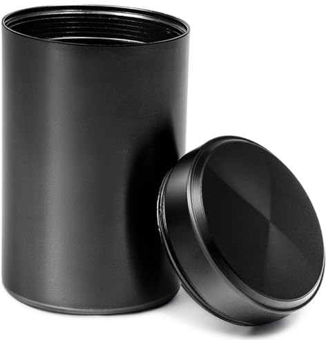 Swsdee Tarro de Almacenamiento de Aluminio, Lata de Metal Resistente, Contenedor de Almacenamiento Para Especias, Café y Té, Botella Hermética Portátil (140 Ml, Ø55 X 92 Mm (negro)