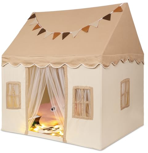 LUTER Kinderspielzelt mit Matte Banner Sternenlicht, Indoor-Spielhaus für Kleinkinder Großes Zelt mit Fenster Gaze-Vorhang Möbel Spielzimmer-Geschenk für Mädchen Jungen Outdoor