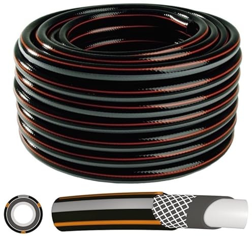Gartenschlauch 4 lagig flexibler Wasserschlauch Schlauch Bewässerungsschlauch, UV-beständig, Temperaturbereich: -25°C bis +60°C, 1/2 3/4 1 15m 20m 25m 30m 50m (Carbon 1/2 25m)