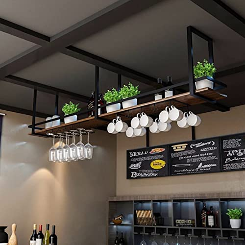 Generico Portabicchieri da soffitto - Portabottiglie da Vino sospeso, portabottiglie da Vino in Metallo da soffitto, con 2 Tipi di portabicchieri, portabicchieri da Vino calici sospesi, per