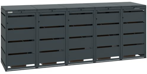 MBOX24 Classic 5er Mülltonnenbox für Mülltonnen bis 120 Liter, aus verzinktem Stahl, 1er Metall Mülltonnenverkleidung in Anthrazit, robust & wetterfest