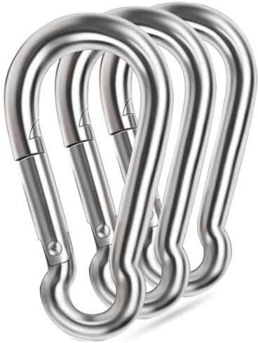 Large Spring Snap Hooks, 304 Stainless Steel Carabiner Clip Heavy Duty Rope Connector Link Buckle 1/2 3/8 Clip for Gym Equipment Hammock Swing