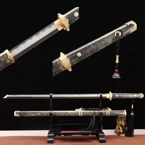 HJHUUA Tang-Schwert mit Ebenholzscheide, 103 cm langes chinesisches Schwert aus Musterstahl, für Kampfkunst, Kendo, Sammlung und Ausstellung