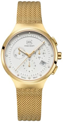 GLOCK Orologio al quarzo da donna, con cassa in acciaio e datario, con lancette e indici Swiss Super-LumiNova