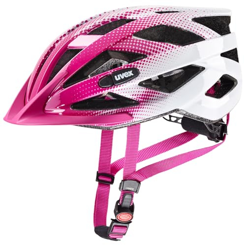 uvex air wing - lätt allroundhjälm för kvinnor och män - individuell justerbar passform - utbyggbar med LED-ljus - pink-white - 56-60 cm