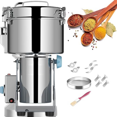Electric Vegetable Choppers Electric Vegetable Cutter Electric Grain Mill Grinder, Multi-Function Kitchen Mill Flour, Powder Machine Timing Dry Mill for Herbs/Spices/Nuts, 2000g