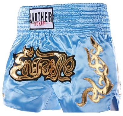 LiiYii Barn thailändska boxningsshorts MMA pojke flickor Muay Thai 5–16 år, Ljusblå, 13-14 år