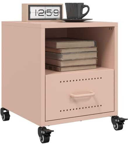 Sufrk Sängskåp 2 st rosa 36 x 39 x 43,5 cm stål-sängbord sängbord sängbord skåp sidobord nattduksbord förvaring organiserare hem stativ för hem sovrum