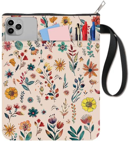 craspire Buchhülle Mit Blumenmuster Buchumschläge Schutzfolien Bunt Stoff Waschbar Blumenbücher Notizbuch Taschenbuchtasche Mit Reißverschluss Und Zusätzlicher Hüllentasche Zum Schutz von Lehrbüchern