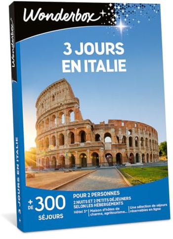 WONDERBOX - 3 Jours en Italie - Coffret Cadeau - Idée Cadeau Séjours | 2 nuits avec petits déjeuners - Plus de 300 séjours - Hôtel 3* ou 4*, maison d'hôtes de charme, agritourisme