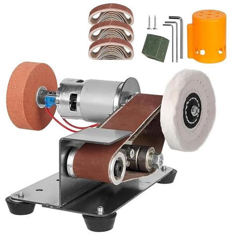 LHQYA Lijadora Banda Eléctrica, Lijadora Banda Pequeña Banda Abrasiva, Ajuste Velocidad 7 Velocidades/Interruptor 3 Velocidades/4000-9000 RPM/min/se Puede Invertir/tamaño Banda Abrasiva: 330 * 30 Mm
