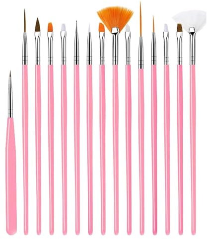 15pcs Cake Painting Brushes Kit Food Safe Baking Brush Tools,Fondant Cookie Painting Brushes Tools for Cookie Cake Decoration (Pink)
