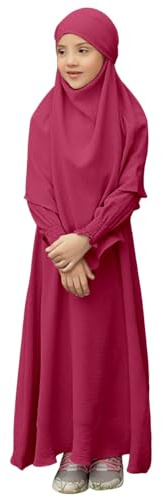 Fannyfuny Gebetskleidung Für Kinder, Mädchen Muslim Kleider, Lange Ärmel Abaya mit Hijab, Islam Kleidung Frauen, Damen Muslimische Kleid Set, Gebetskleid Jilbab Khimar Ramadan Gebetskleid