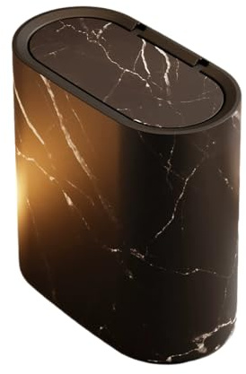 12L Bathroom Bin with lid,Push Button Plastic Bins for Toilet Bin,Kitchen Bins,Bedroom,Office,Living Room,Dog Proof(Black)