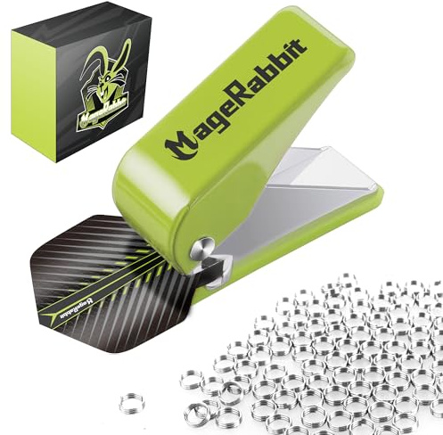 MageRabbit Dart Flight Hole Punch Tool, Dart Flight Hole Punch with 100 Metal O Rings, Dart Accessories Puncher for PET Flights,Dart Flight Punch Tool (Green)